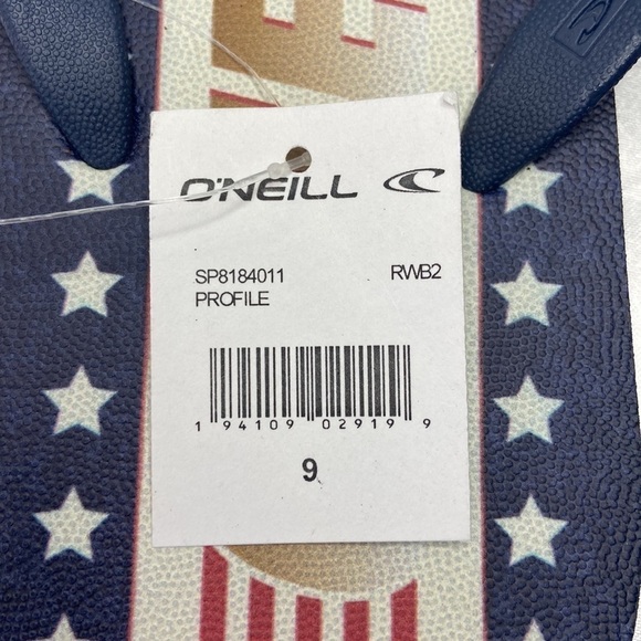 O’Neill Mens Red White and Blue Patriotic Flip Flop Sandals Size 9 NWT main image 7